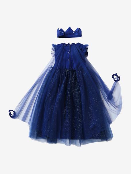 Verkleedkleren prinses met sluier en kroon blauw+goudkleurig+roze+smaragdgroen - vertbaudet enfant 