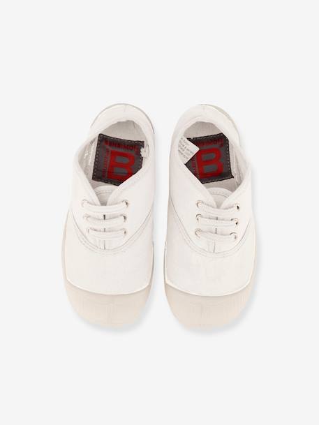 Tennis à lacets coton enfant blanc+kaki+marine - vertbaudet enfant 