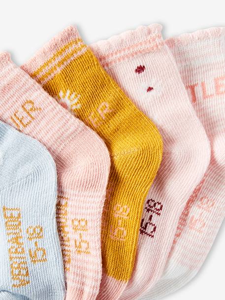 Lot de 5 paires de chaussettes à fleurs bébé fille BASICS lot curcuma - vertbaudet enfant 