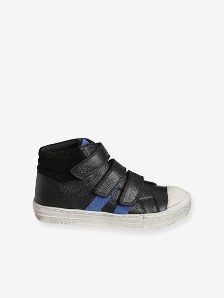 Baskets montantes cuir garçon noir - vertbaudet enfant 