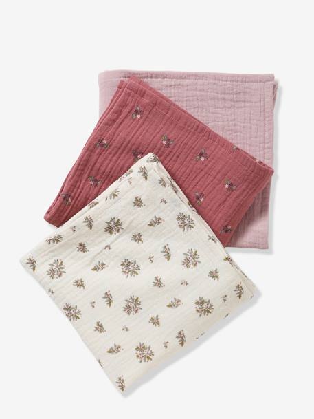 Lot de 3 langes en gaze de coton GRENIER bois de rose - vertbaudet enfant 