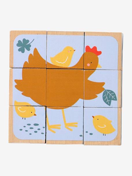 Puzzle cubes animaux en bois FSC® beige - vertbaudet enfant 