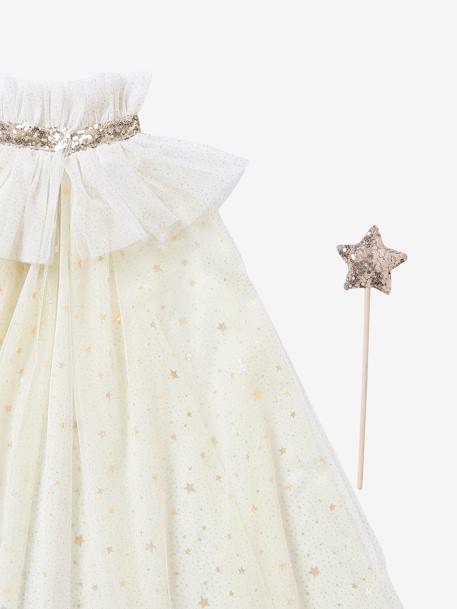 Cape à étoiles et paillettes + baguette blanc+bleu+noir - vertbaudet enfant 