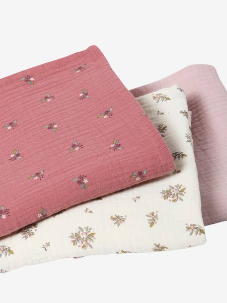 Lot de 3 langes en gaze de coton GRENIER bois de rose - vertbaudet enfant 