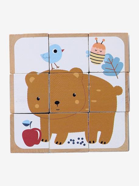Puzzle cubes animaux en bois FSC® beige - vertbaudet enfant 