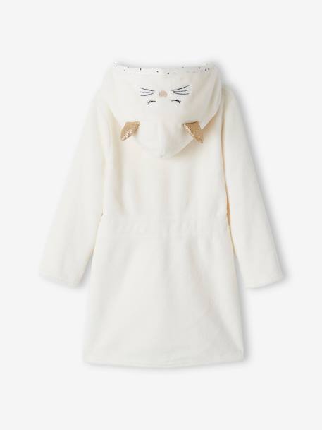 Personaliseerbare badjas van pluche kat voor meisjes ivoor - vertbaudet enfant 