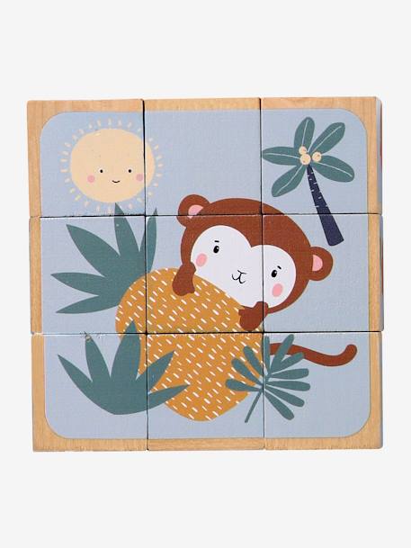 Puzzle cubes animaux en bois FSC® beige - vertbaudet enfant 