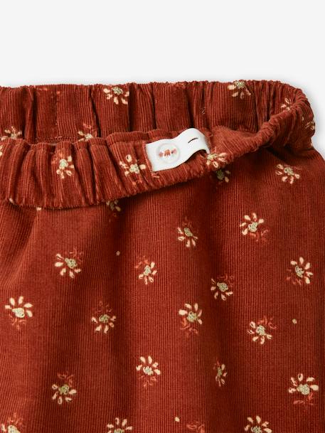 Jupe en velours fille motifs fleurs détails irisés marron imprimé - vertbaudet enfant 