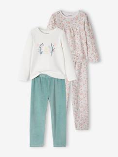 Meisje-Pyjama, pyjamapakje-Set van 2 fluwelen pyjama's voor meisjes