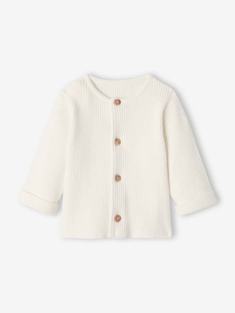 Ensemble bébé mixte gilet pantalon en tricot blanc+gris clair chiné+vert d'eau - vertbaudet enfant 