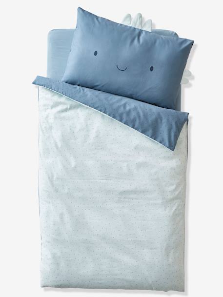Housse de couette bébé réversible PETIT DINO bleu - vertbaudet enfant 