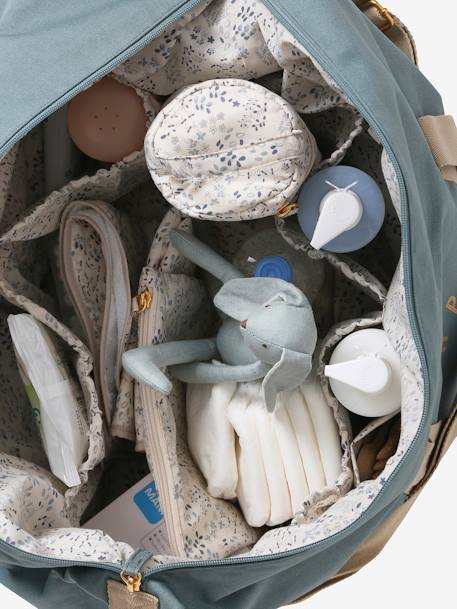 Sac à langer week-end MALAGA MARINE GRISE+sauge+vert imprimé - vertbaudet enfant 