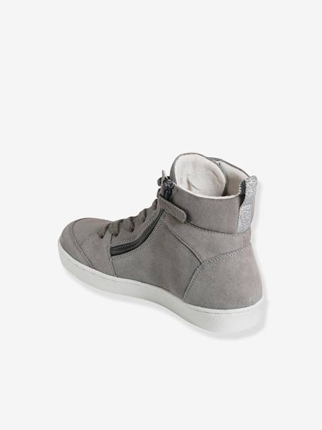 Baskets mid cuir fille lacées et zippées bleu marine+gris - vertbaudet enfant 