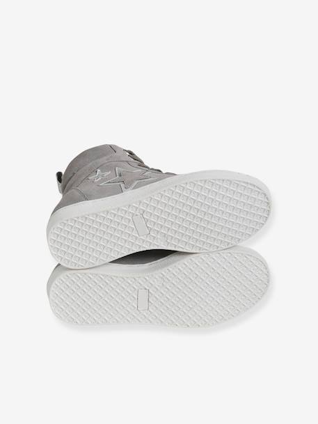 Baskets mid cuir fille lacées et zippées bleu marine+gris - vertbaudet enfant 