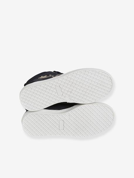 Baskets mid cuir fille lacées et zippées bleu marine+gris - vertbaudet enfant 
