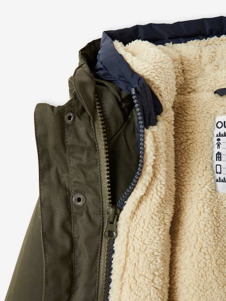 Parka garçon 3 en 1 blouson amovible bleu grisé+kaki+lichen+Marine grisé+noix de pécan - vertbaudet enfant 