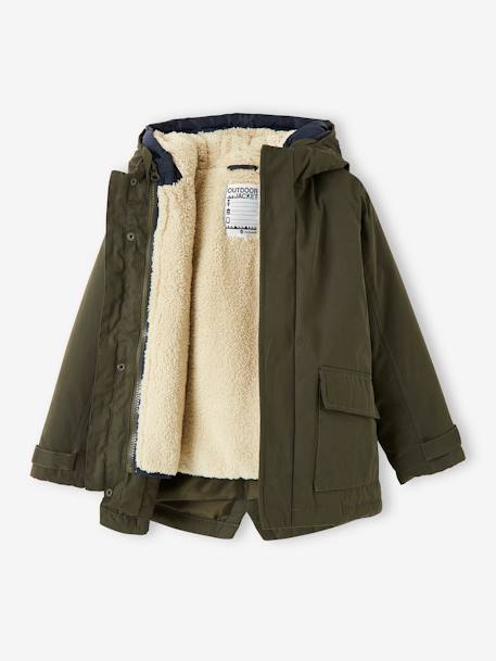 3-in-1-parka voor baby met afneembaar vest grijsblauw+kaki+korstmos+Marinegrijs+pecannoot - vertbaudet enfant 