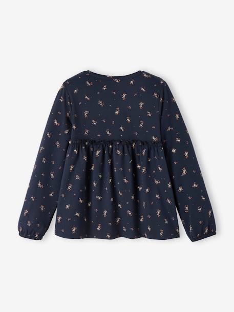 T-shirt forme blouse imprimé fille bleu marine+marron foncé+rose poudré - vertbaudet enfant 