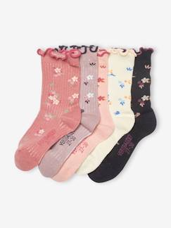 Meisje-5 paar sokken met ruches en bloemen voor meisjes
