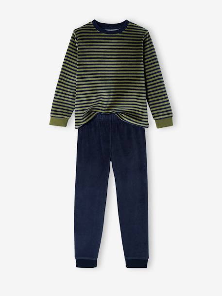 Lot de 2 pyjamas garçon velours dinosaures LOT VERT ET MARINE - vertbaudet enfant 