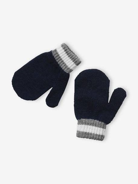 Set muts + snood + handschoenen voor jongens van geribbeld tricot marine - vertbaudet enfant 