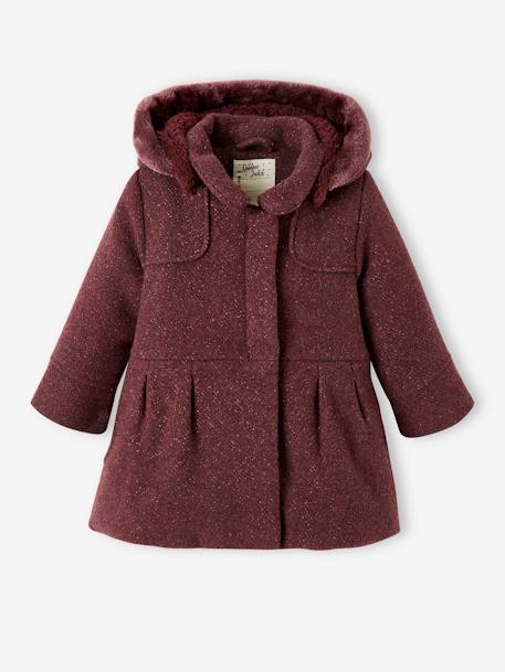 Fille-Manteau, veste-Manteau à capuche en drap de laine fille