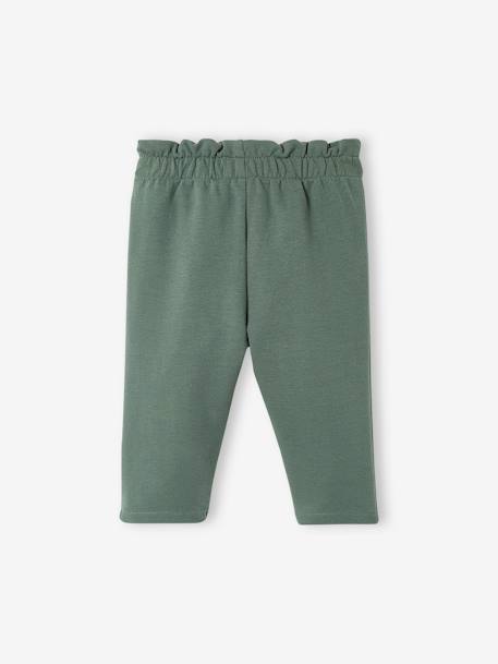 Molton babybroek met elastische taille flesgroen+inkt+rozen - vertbaudet enfant 