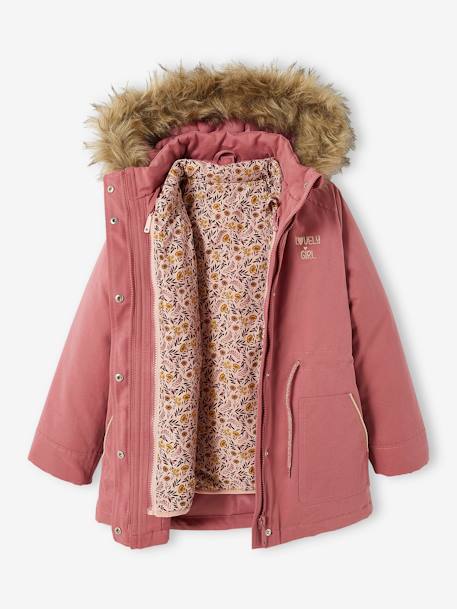 Parka fille 3 en 1 hiver à capuche DARK GREEN+kaki+PURPLE DARK+vert de gris - vertbaudet enfant 