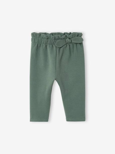 Molton babybroek met elastische taille flesgroen+inkt+rozen - vertbaudet enfant 