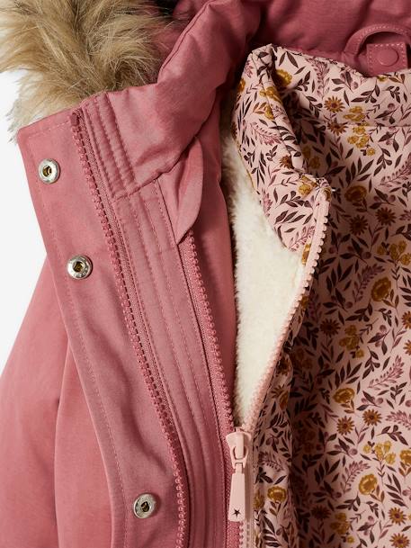 3-in-1 parka met capuchon meisje DARK GREEN+groengrijs+kaki+PURPLE DARK - vertbaudet enfant 