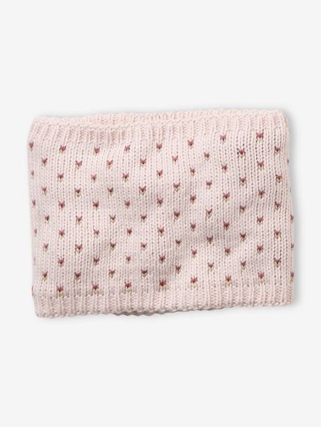 Ensemble bonnet + snood + gants coeurs fille BASICS Rose - vertbaudet enfant 