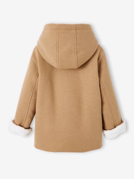 Manteau à capuche fille drap de laine doublé sherpa bordeaux+chamois+marine+vert foncé - vertbaudet enfant 