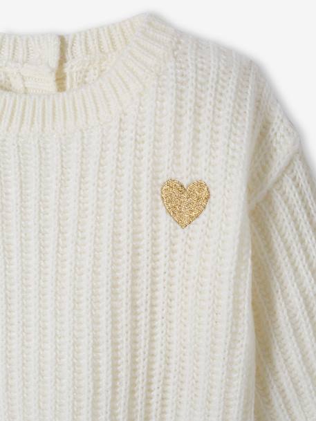 Pull tricot bébé coeur doré ivoire - vertbaudet enfant 