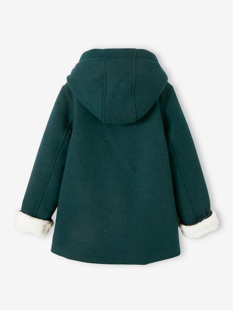 Manteau à capuche fille drap de laine doublé sherpa bordeaux+chamois+marine+vert foncé - vertbaudet enfant 