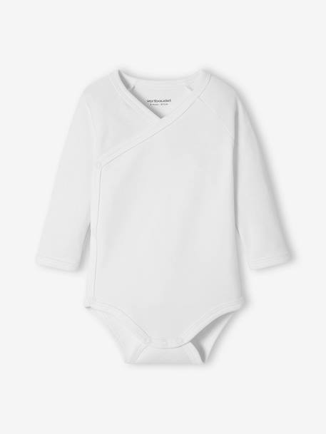 Lot de 5 bodies bébé manches longues ouverture naissance BASICS lot blanc - vertbaudet enfant 