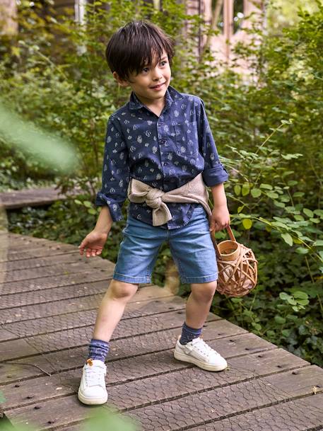Jongenshemd met motief gipsy donker leisteenblauw bedrukt - vertbaudet enfant 