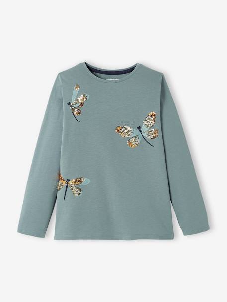 Tee-shirt fantaisie fille écru+olive+vert sauge - vertbaudet enfant 