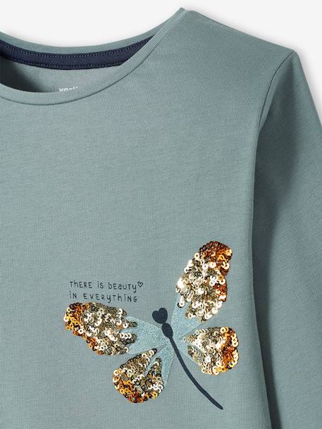 Tee-shirt fantaisie fille écru+olive+vert sauge - vertbaudet enfant 