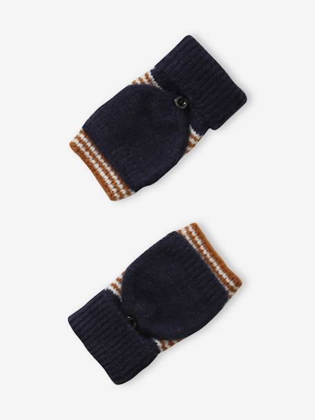 Ensemble garçon bonnet + snood + gants rayés marine - vertbaudet enfant 