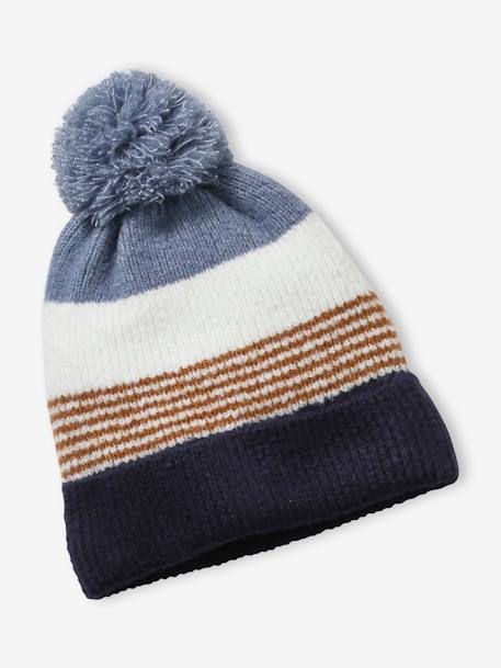 Ensemble garçon bonnet + snood + gants rayés marine - vertbaudet enfant 