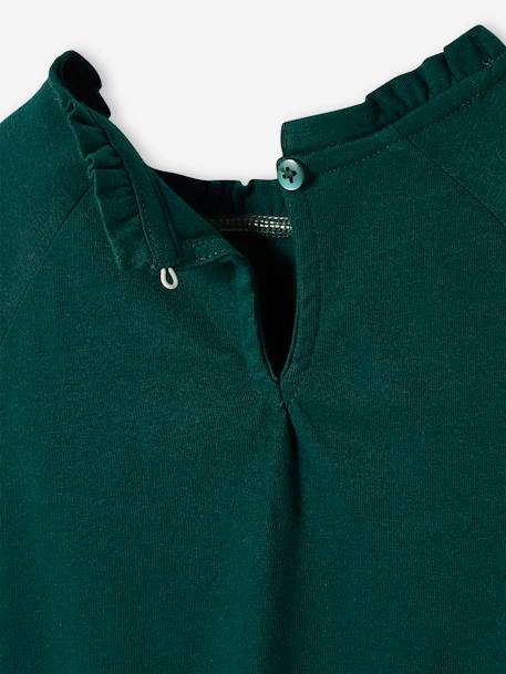 Tee-shirt blouse fille détail broderie anglaise manches longues écru+marine+mauve+vert foncé - vertbaudet enfant 