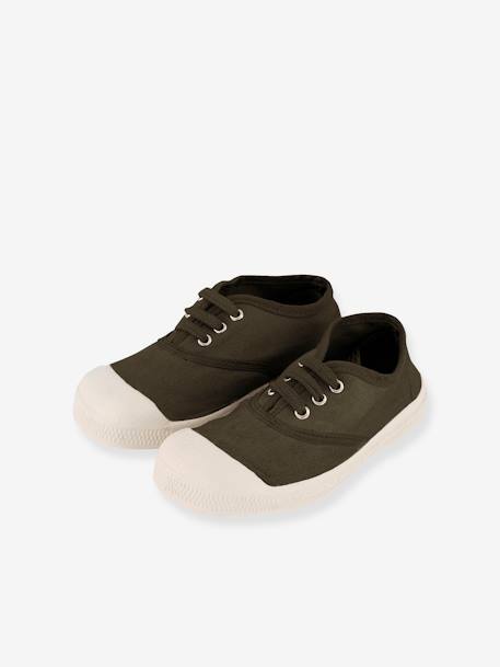 Katoenen tennisschoenen voor kinderen met vetersluiting BENSIMON® kaki+marineblauw - vertbaudet enfant 