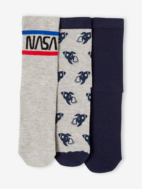 Set van 3 paar sokken NASA® EFFEN DONKERBLAUW - vertbaudet enfant 