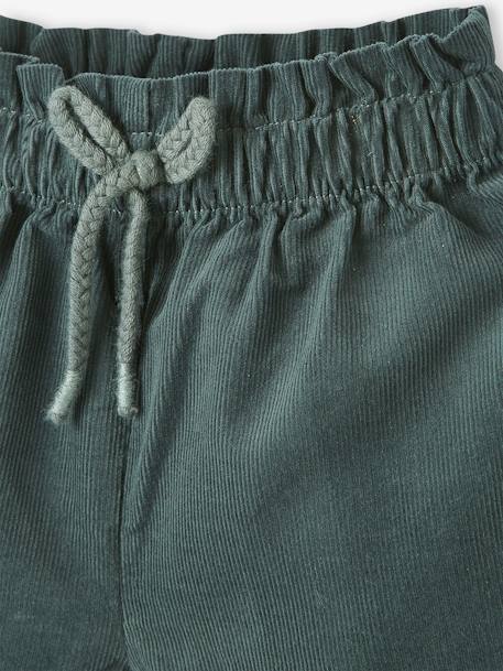 3-delige set voor baby meisje met T-shirt, fluwelen short en haarband donkergroen - vertbaudet enfant 