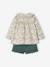 3-delige set voor baby meisje met T-shirt, fluwelen short en haarband donkergroen - vertbaudet enfant 