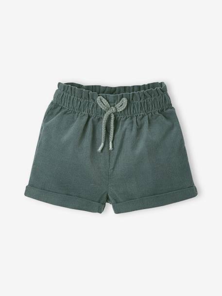 3-delige set voor baby meisje met T-shirt, fluwelen short en haarband donkergroen - vertbaudet enfant 