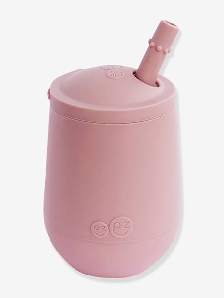 Gobelet d'apprentissage avec paille Mini Cup en silicone rose+vert sauge - vertbaudet enfant 