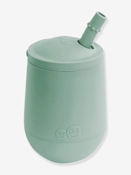 Gobelet d'apprentissage avec paille Mini Cup en silicone rose+vert sauge - vertbaudet enfant 