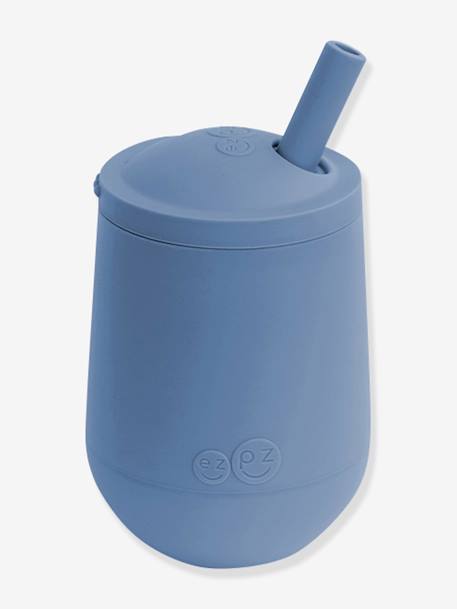Gobelet d’apprentissage avec paille EZPZ Mini Cup en silicone bleu+rose+vert sauge - vertbaudet enfant 