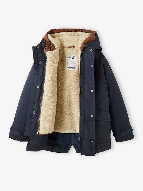 Parka garçon 3 en 1 blouson amovible bleu grisé+kaki+lichen+Marine grisé+noix de pécan - vertbaudet enfant 